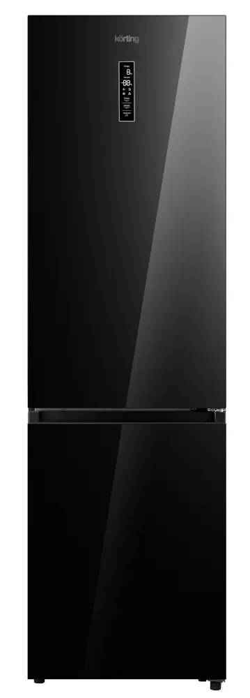 Отдельностоящий холодильник Korting KNFC 62029 GN (Черное стекло)